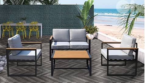 Fandy 5s Grey aluminum garden outdoor sofa seats طقم المنيوم خارجي 0