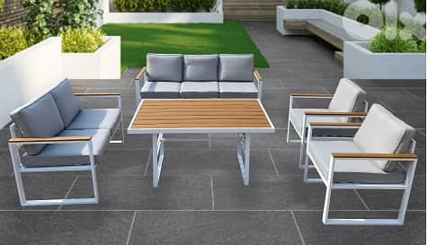 capry 7s white aluminum garden outdoor sofa seats طقم المنيوم خارجي 0