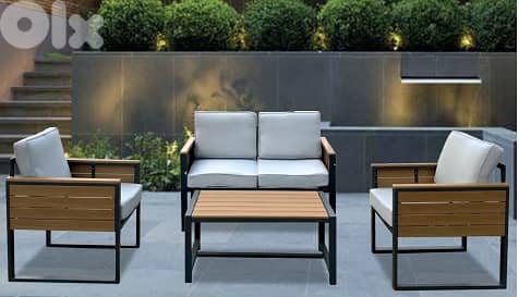 BODRUM 4S black aluminum garden outdoor sofa seats طقم المنيوم خارجي 0