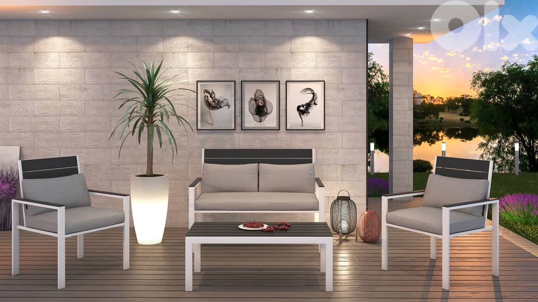 lounge 4s aluminum garden outdoor sofa seats طقم المنيوم خارجي 0