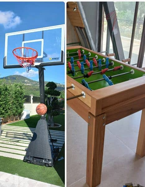 (2 items) babyfoot  movable stand basketball 0