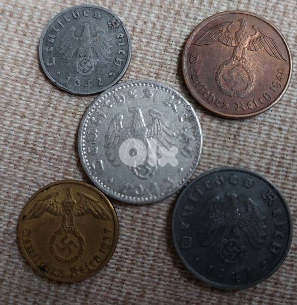 Nazi German Deutscland Third Reich Set of Coins World War II 1939-45 0