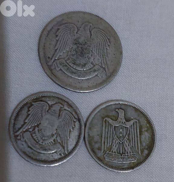 Set of three silver Coins united Arab Republic and Syrian Republic 1