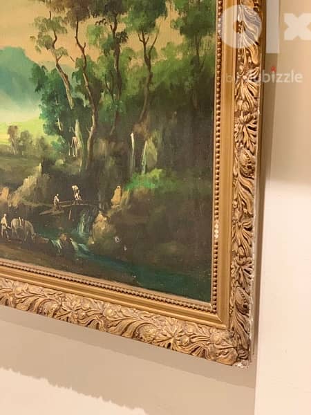 Antique painting landscape with vintage frame 1