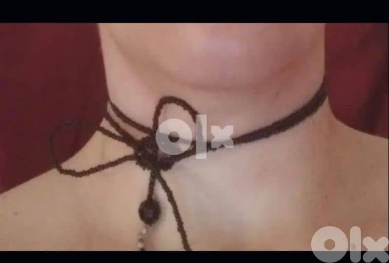 necklace double roll beaded black 2