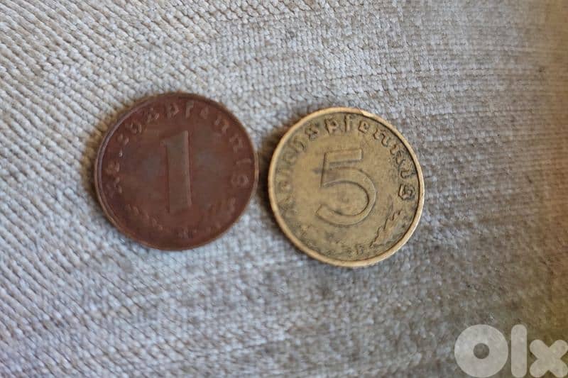 Set of Two Nazi German Coins of World War II minted in Hitler reignl 0