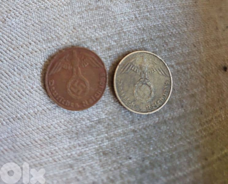 Set of Two Nazi German Coins of World War II minted in Hitler reignl 1