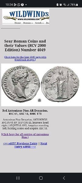 Ancient Roman Silver Coin Emperor Antoninius Pius year 138AD 2