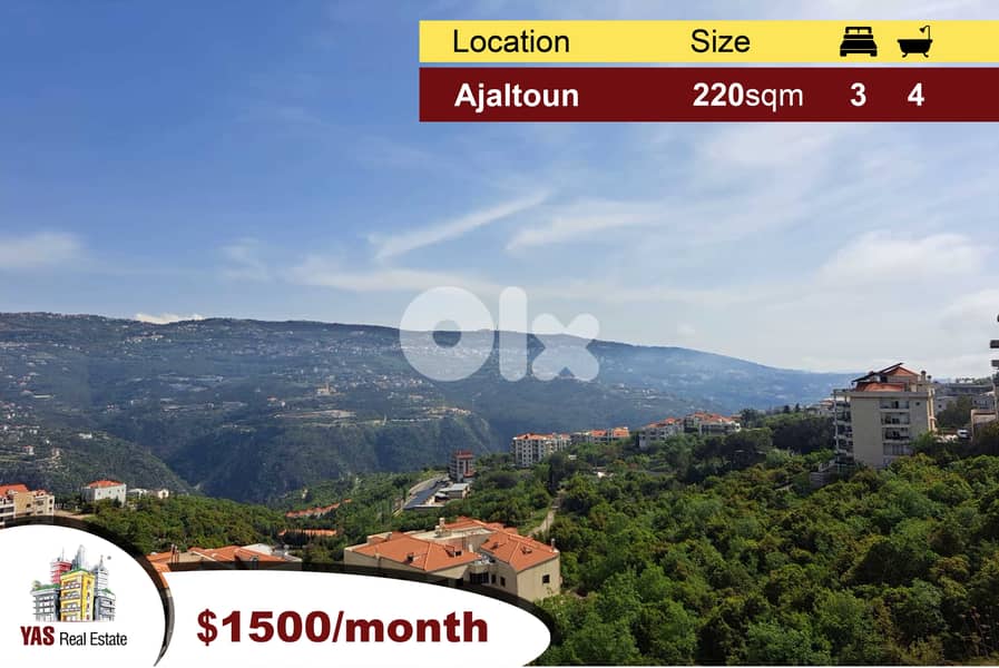 Ajaltoun 220m2 | Brand New | Prime Location | Rent | Mountain View |KH 0