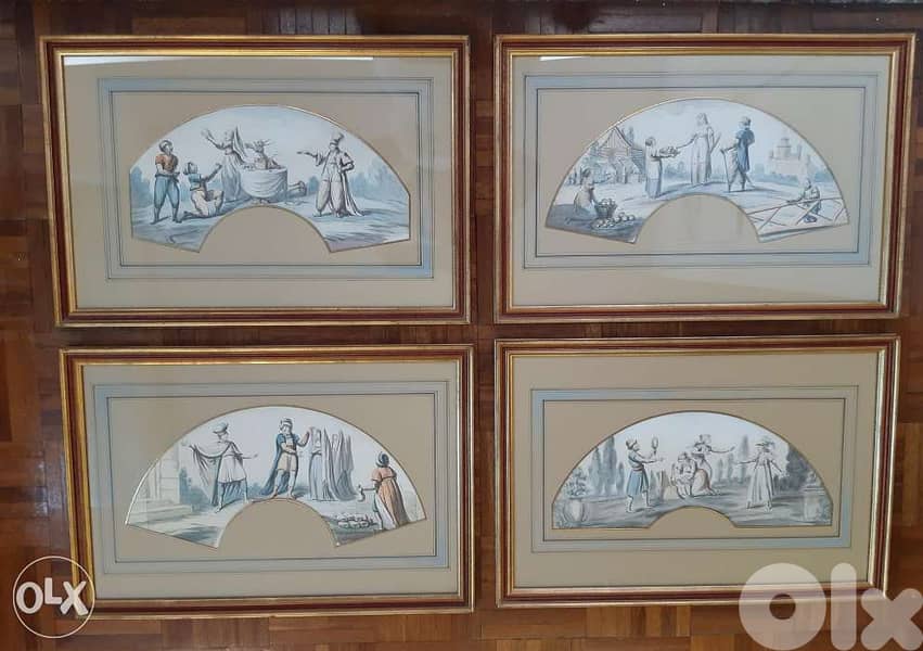 4 aquarelles gouachées 0