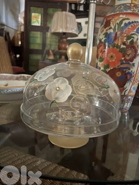 cake handle handmade crystal glass 1