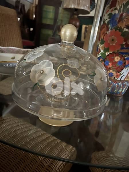 cake handle handmade crystal glass 2