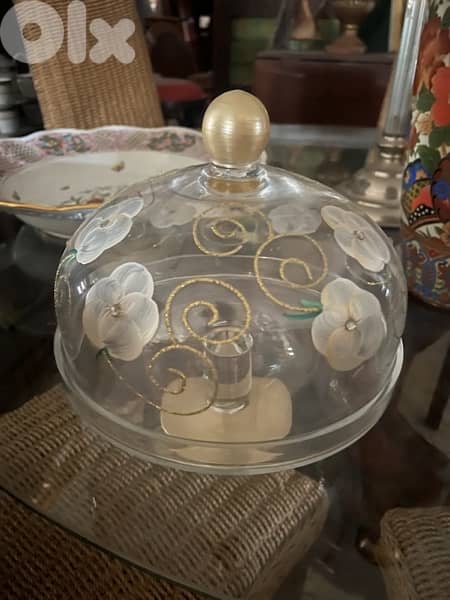 cake handle handmade crystal glass 3