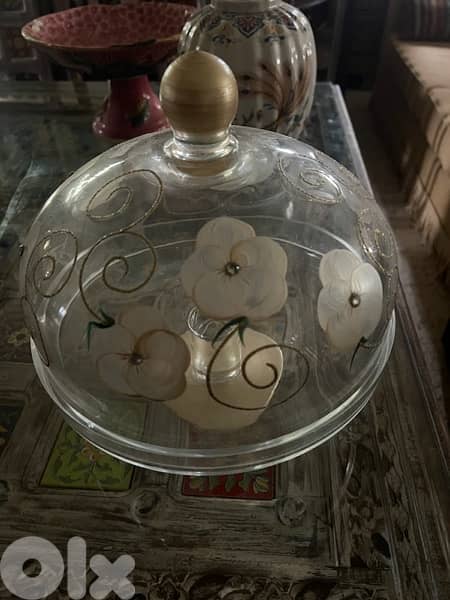 cake handle handmade crystal glass 5