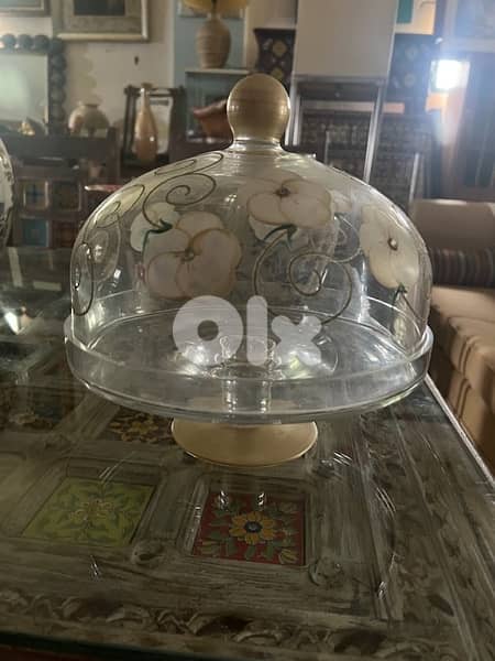 cake handle handmade crystal glass 6