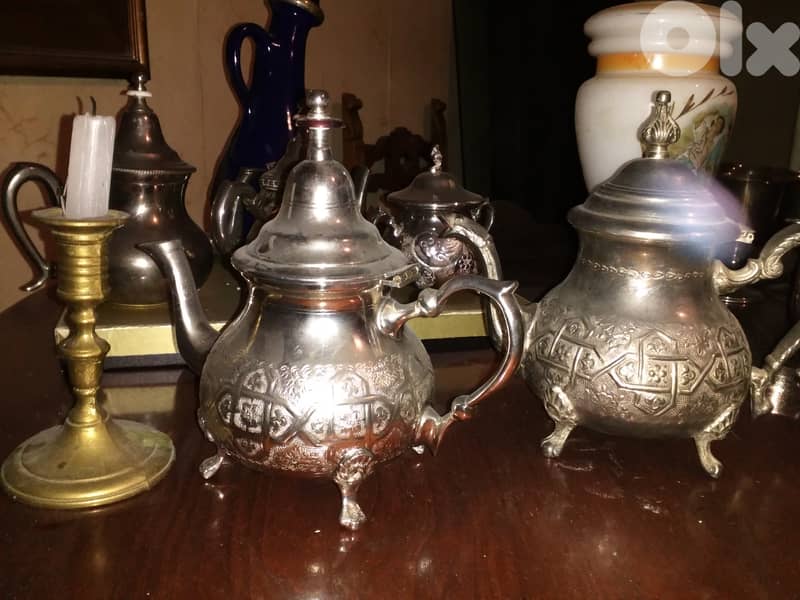 مصبات كبار نحاس تقيل مغربي مزخرف ومفضض,  , 25$ 0