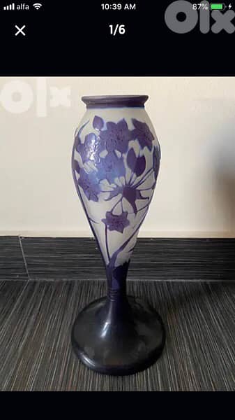 authentic early century Emile Galle vase In par de verre 1