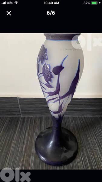 authentic early century Emile Galle vase In par de verre 2