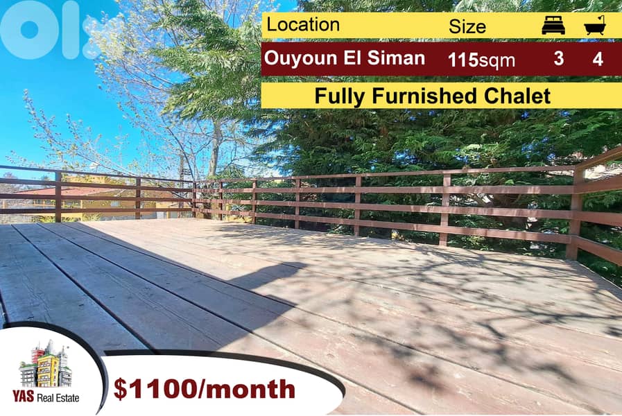 Ouyoun El Siman 115m2 + 50m2 Terrace | Furnished | Rent | Luxury | DA 0