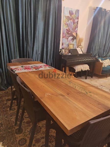 wooden table with resine arabic calligraphy 2