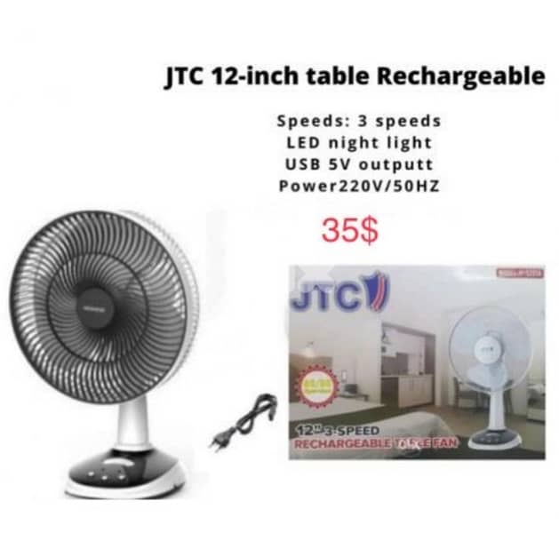 JTC Rechargeable,Floor 16,18 is inch , wall fan 18 inch 0