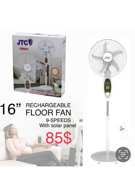 JTC Rechargeable,Floor 16,18 is inch , wall fan 18 inch 7