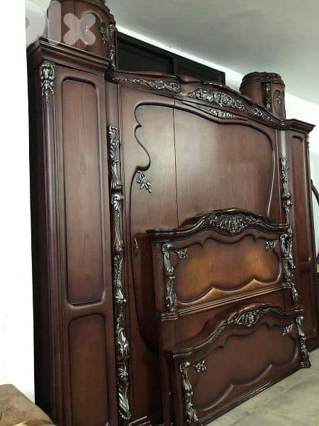 غرفة نوم خشب زان صناعة مصريه مستعملة بحالة جيدا 12