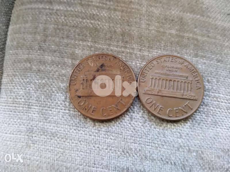Set of two USA Penny cents 1968 S and 1969 S 1
