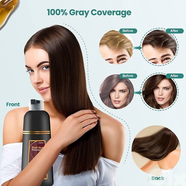 Meidu Hair Dye Shampoo, 3-in-1 Natural White Hair Dye 500ml 4