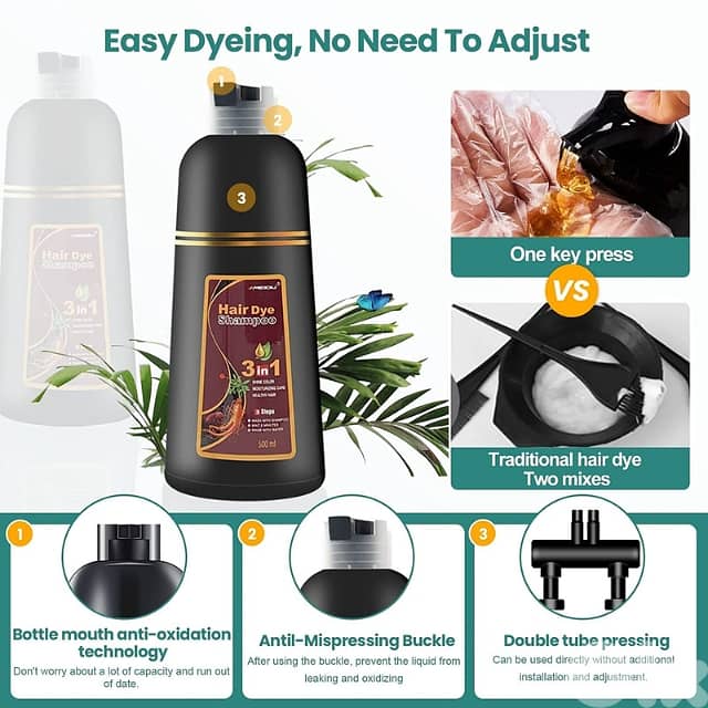 Meidu Hair Dye Shampoo, 3-in-1 Natural White Hair Dye 500ml 7