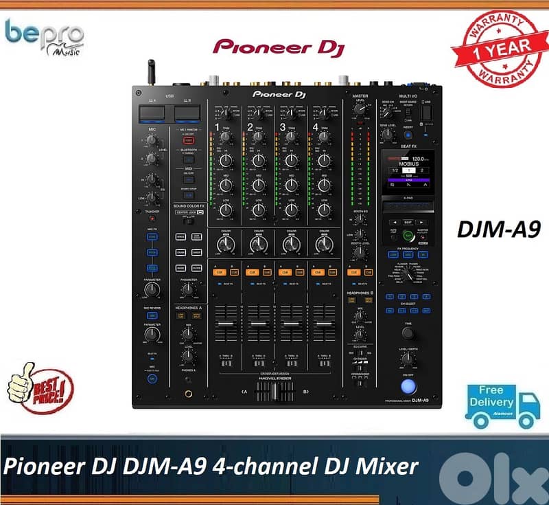 Pioneer DJ DJM-A9 4-channel DJ Mixer, Warranty 1 year 0