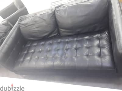 black leather sofa