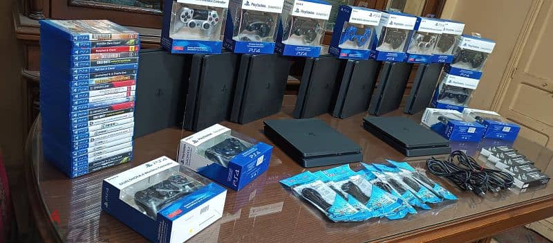 playstation 4 slim European with 2 controller all cable and 2 games 1