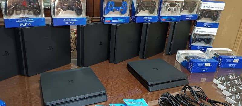 playstation 4 slim European with 2 controller all cable and 2 games 3