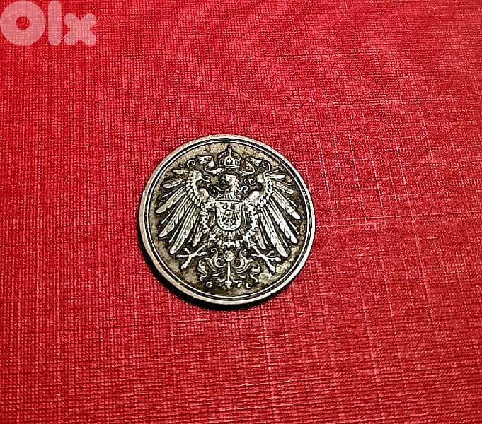 1912 Germany 1 Pfennig Wilhelm II Type 2 copper coin 0