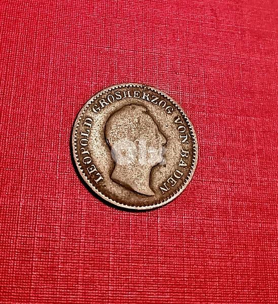 1845 Germany Baden state half Kreuzer Leopold I 1