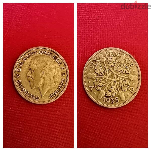 1935 England Silver six Pence KGV 2