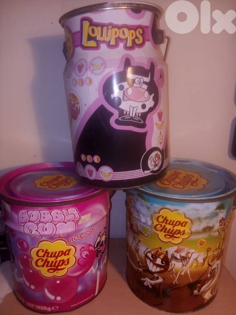 Chupa chups lollipops vintage tin containers 0