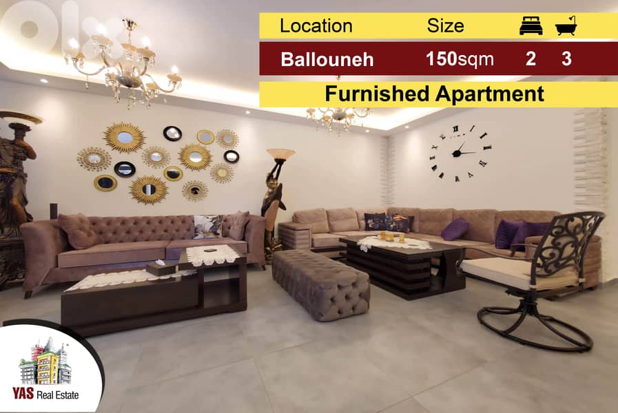 Ballouneh 150m2 | 100m2 Terrace | FURNISHED | New | Gated Community | 0