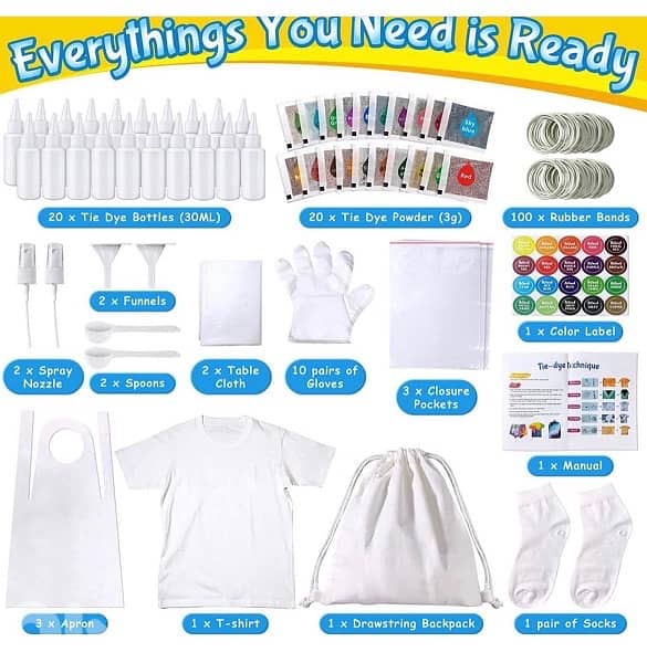 Tie Dye Kit for Kids Adults - Arts and Crafts Toy for Girls 1