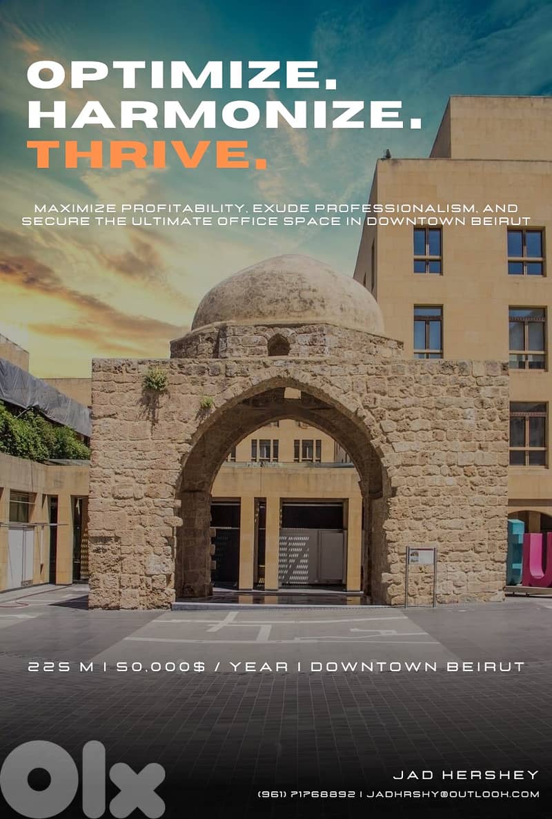 JH23-1920 225m office for rent in Downtown Beirut , $ 4670 cash 0