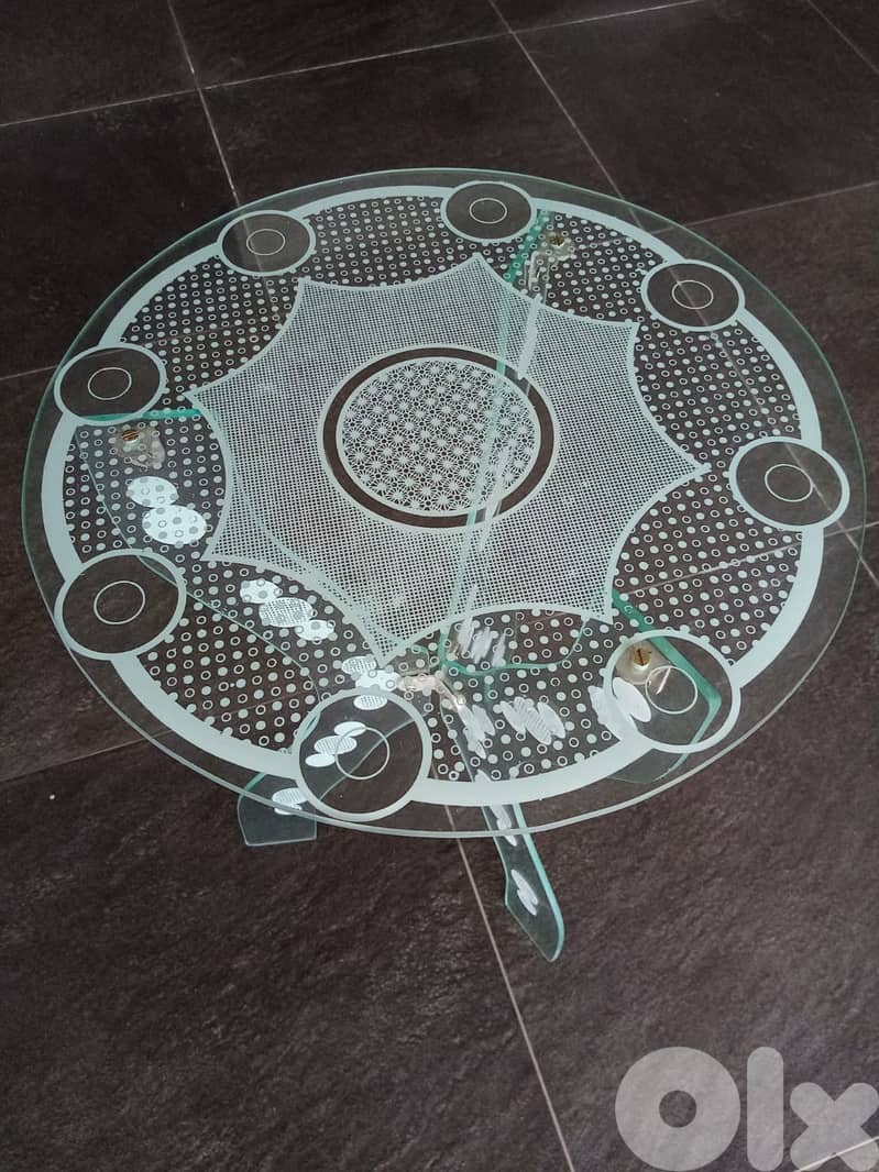 تصفية عامة طاولة زجاج قطر 42 سم علو 63 سم 3
