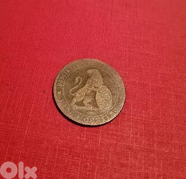 1870 Spain 5 Centimos Hispana seated. Poor condition 0