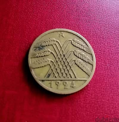 1924 Germany Weimar Gov 10 Rentenpfennig