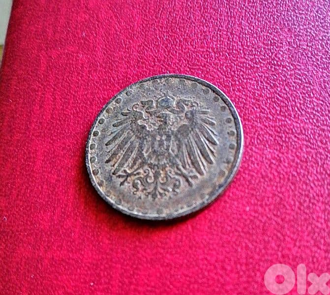 1916 Germany 10 Pfennig Wilhelm II zinc clad iron coin 2