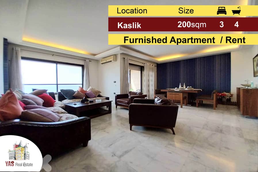 Kaslik 200m2 | Luxury | Furnished | Rent | Open View | YV/EH | 0