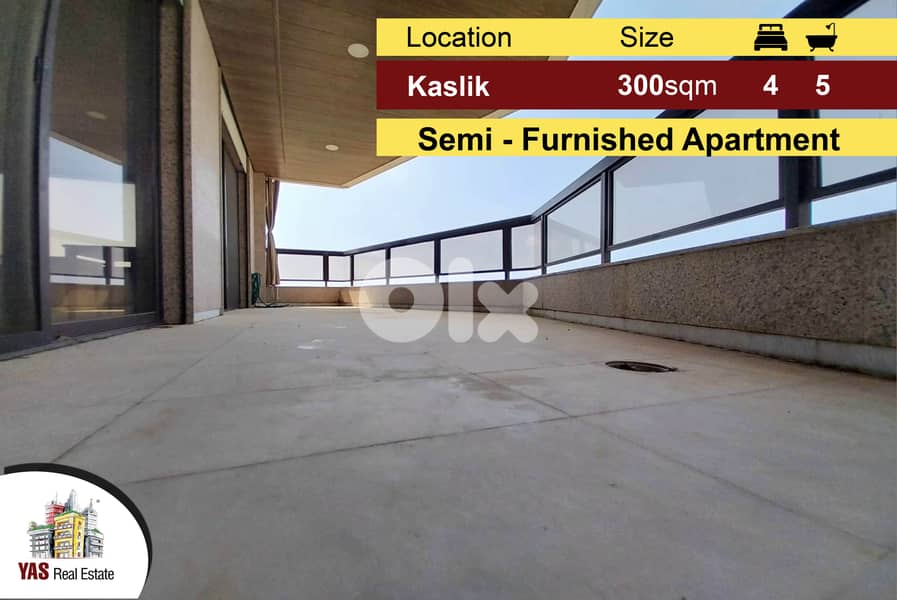 Kaslik 300m2 | Semi-Furnished | Spacious Apartment | Panoramic View | 0
