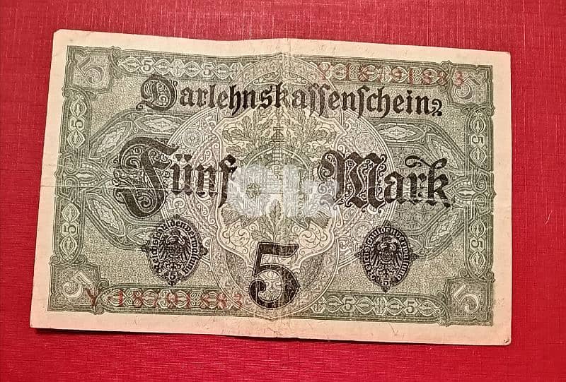 1917 Germany 5 Mark banknote 1