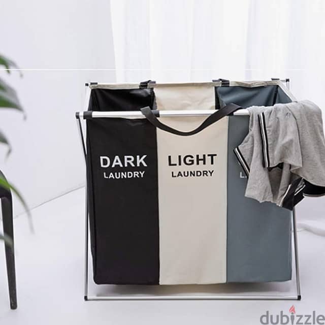 600D Oxford 3-Section Laundry Basket – 137L Segmented Storage 6