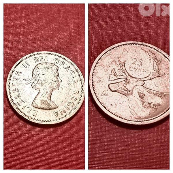 1955 Canada silver 25 cents Queen Elizabeth II 5.83g 0